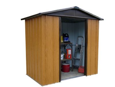 Abri de jardin Yardmaster WGY en métal coloris marron et imitation bois ép.0,3 mm surface extérieure