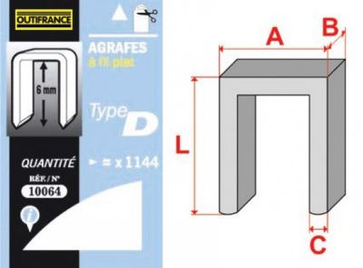 Outifrance Agrafes T50 Type D 12 mm 5000 p.