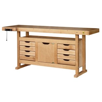 Etabli de menuisier en bois Outifrance 1 porte 8 tiroirs L.175 x l.50 x H.82 cm