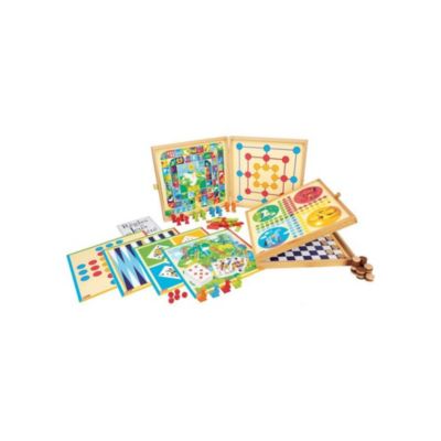 JEUJURA Coffret de Jeux Classiques 150 regles en bois 33 x 33 cm