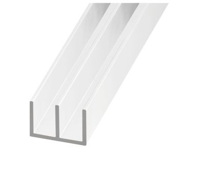 Double U en aluminium blanc 10,5 x 7,5 x 21 mm, 2 m