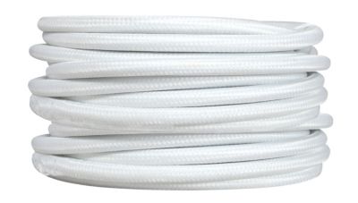 Câble d’alimentation électrique rond en tissu blanc Tibelec 3m