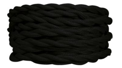 Câble d’alimentation électrique torsadé en tissu noir Tibelec 3m