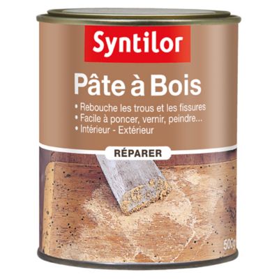 Pâte à bois rebouche fissures et imperfections blanc Syntilor 500g