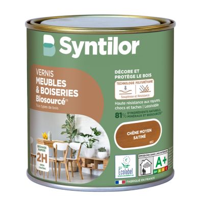 Vernis meubles et boiseries Biosourcé Syntilor effet chêne moyen satiné