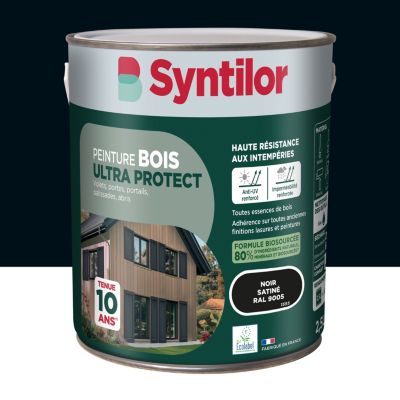 Peinture bois extérieur noir RAL 9005 satin Syntilor Ultra Protect 2.5 L