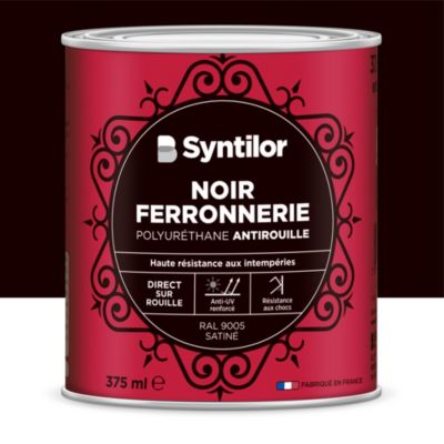Peinture ferronnerie ext&eacute;rieur SYNTILOR noir RAL 9005 satin&eacute; 0.375 l