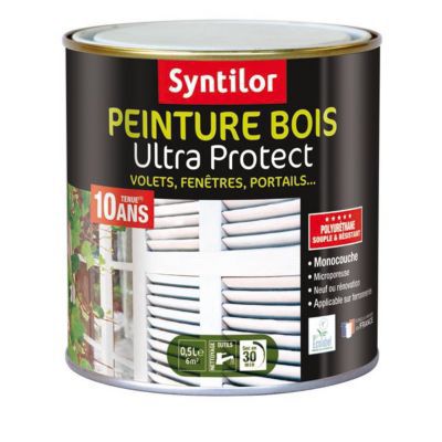 Peinture bois Syntilor Ultra Protect blanc brillant 0,5L  Castorama