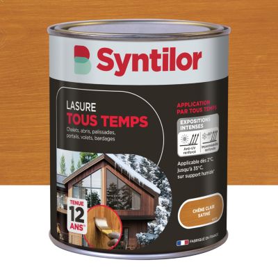 Lasure extérieure tous temps Syntilor chêne clair satin 1L