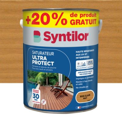 Saturateur extérieur Ultra Protect mat bois clair Syntilor 5L + 20% gratuit