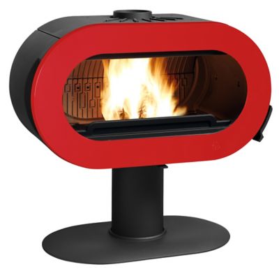 INVICTA Po&ecirc;le &agrave; bois en fonte  Fifty sur pied Rouge 10kW 120m&sup2;