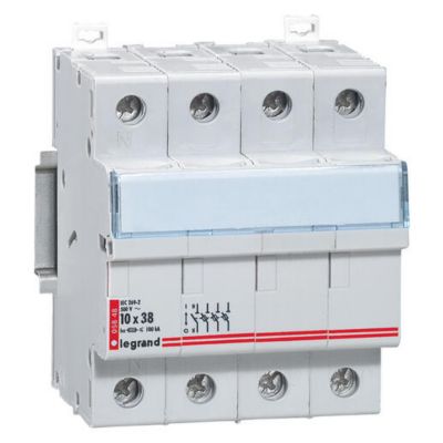Coupe circuit sectionneur tripolaire+neutre pour cartouche cylindrique industrielle typeaM ou gG 10x