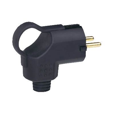 Fiche mâle caoutchouc coudée 16A 2P+T Legrand