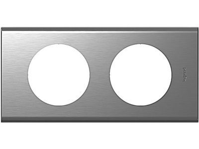 Plaque de finition double Legrand Céliane inox brossé