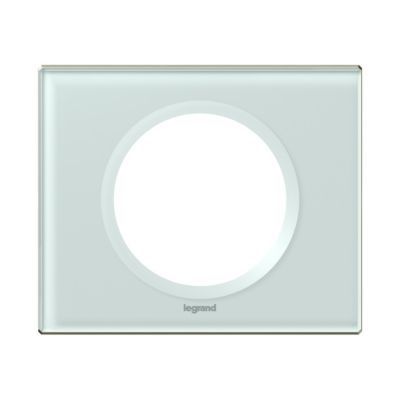 Plaque de finition simple Legrand Céliane verre kaolin