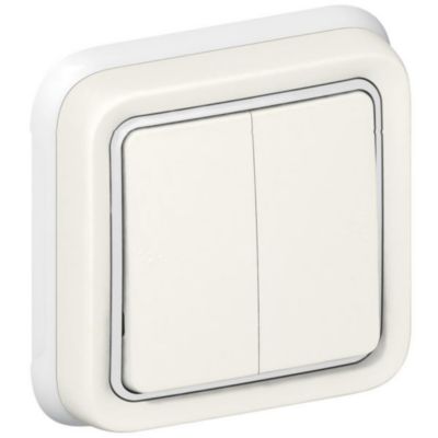 Double interrupteur ou va et vient étanche Plexo complet IP55 encastré 10AX LEGRAND