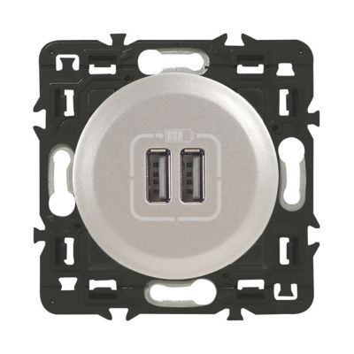 Mécanisme de prise double chargeur USB Legrand Céliane titane
