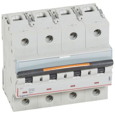 Disjoncteur DX3 25kA arrivée haute et départ bas à vis 4P courbe D 6 modules 4098