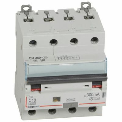 Disjoncteur différentiel monobloc DX3 6000 10kA arrivée haute et départ bas à vis 4P t