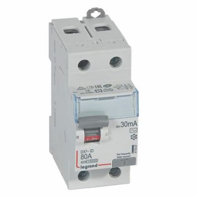 Interrupteur différentiel DX3 ID arrivée haute et départ bas à vis 2P typeAC 30mA 2