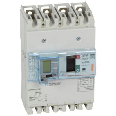 Disjoncteur magnétothermique différentiel DPX3 160 pouvoir de coupure 25kA 4P LEGRAN
