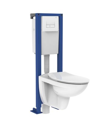 Pack WC suspendu Siamp Topaze émaillée avec abattant + bà¢ti-support