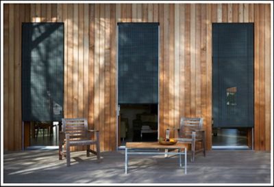 Store enrouleur tamisant bois tissé int/ext Ballauf anthracite 60x80cm