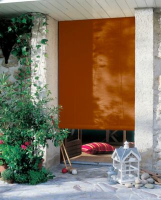 Store enrouleur occultant bois tissé intérieur et extérieur Ballauff orange 100/110 x 200 cm
