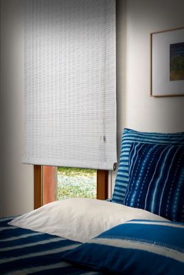 Store enrouleur tamisant bois tissé Ballauff blanc 120 x 220 cm