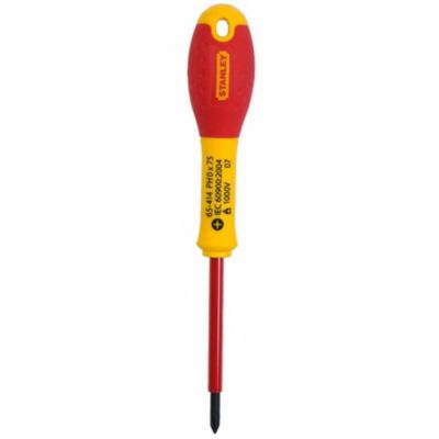 Tournevis Phillips isolé FATMAX PH0 75 mm, 1000 V, anti-corrosion, poignée soft grip.