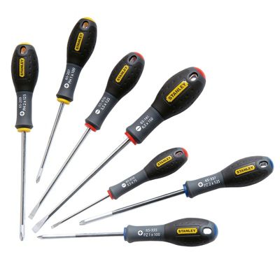 Jeu de 7 tournevis électricien STANLEY 0-65-438, lames acier chrome vanadium, poignées soft grip
