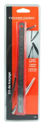 Kit de traçage avec réglet, pointe à tracer et pointeau