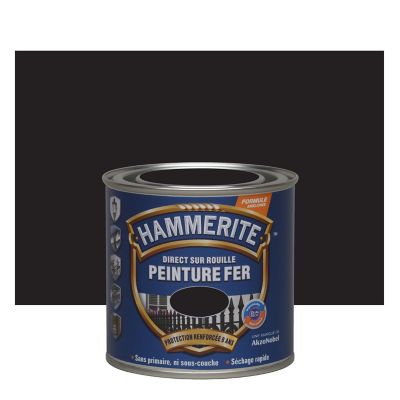 Peinture métal direct sur rouille Hammerite martelé noir 250ml