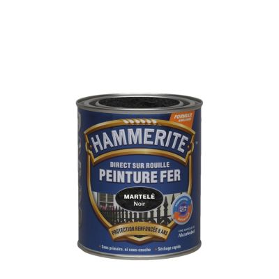 Peinture métal direct sur rouille Hammerite martelé noir 0,75L