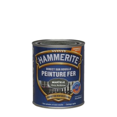 Peinture métal direct sur rouille Hammerite martelé gris ardoise 0,75L