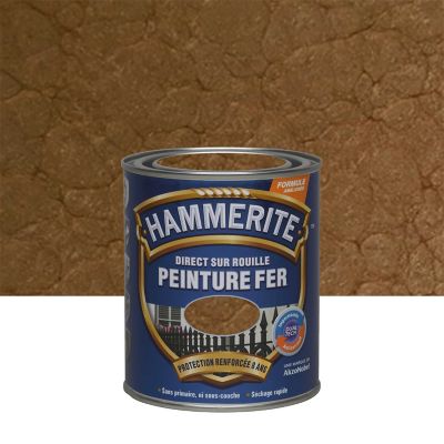 Peinture métal direct sur rouille Hammerite martelé cuivre 0,75L