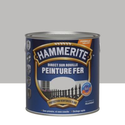 Peinture extérieure métal direct sur rouille Hammerite brillant laqué argent 2,5L