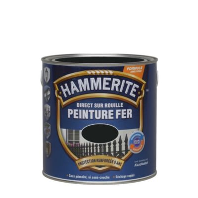 Peinture extérieure métal direct sur rouille Hammerite satin noir 250ml