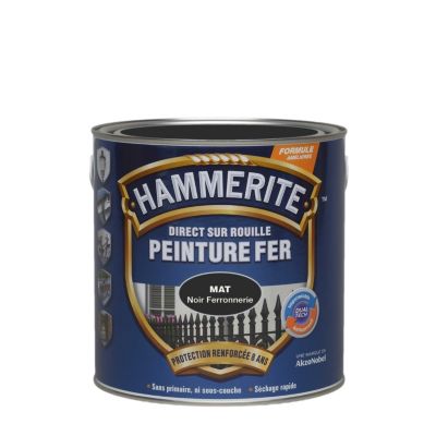 Peinture extérieure métal direct sur rouille Hammerite mat noir ferronnerie 2,5L