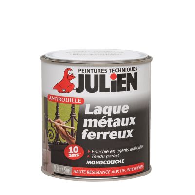 Peinture extérieure laque métaux ferreux antirouille monocouche Julien noir mat ferronnerie 250ml
