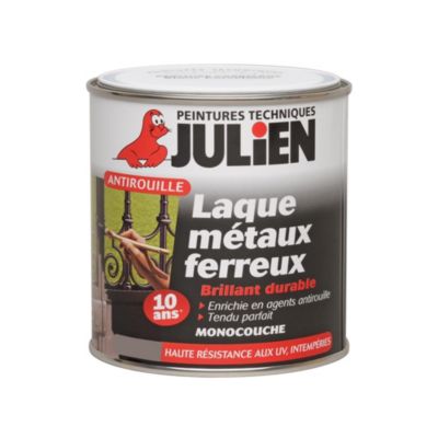 Peinture extérieure laque antirouille métaux ferreux Julien brillant blanc 250ml