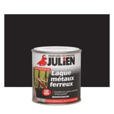 Peinture extérieure laque métaux ferreux antirouille monocouche Julien satin noir 0,5L
