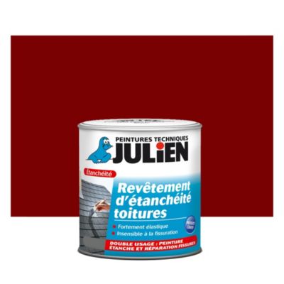 Peinture revêtement d'étanchéité toitures fortement élastique Julien mat rouge brique 2,5L