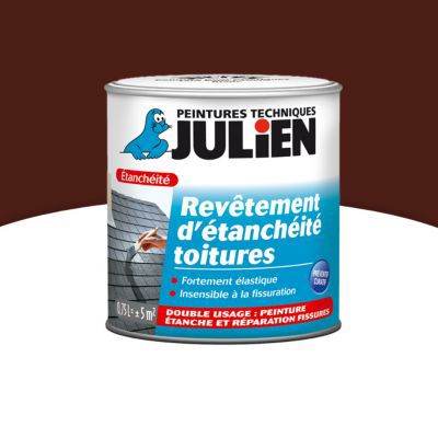 Peinture revêtement d'étanchéité toitures fortement élastique Julien mat brun rouge 0,75L