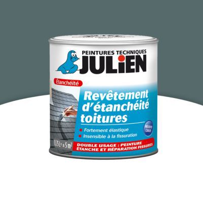 Peinture revêtement d'étanchéité toitures fortement élastique Julien mat gris ardoise 0,75L