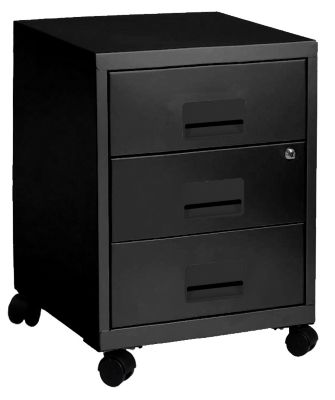 Caisson de bureau en métal 3 tiroirs avec roulettes Snor noir H. 57 cm x L. 40 cm