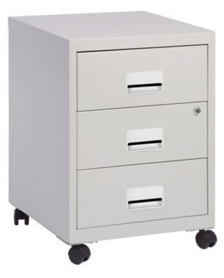 Caisson de bureau en métal 3 tiroirs avec roulettes Snor gris H. 57 cm x L. 40 cm