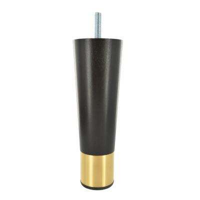 Pied de meuble fuseau en bois noir et doré Interges H. 16 cm