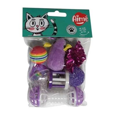 Jouets chat AIME Lot de 7 violet plastique pour interieur et exterieur