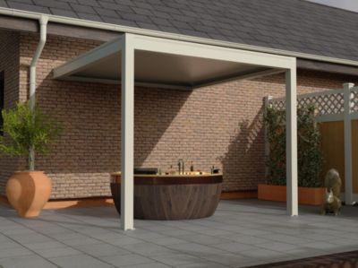 Pergola bioclimatique adossée motorisée aluminium Oviedo blanc 3 x 3 m